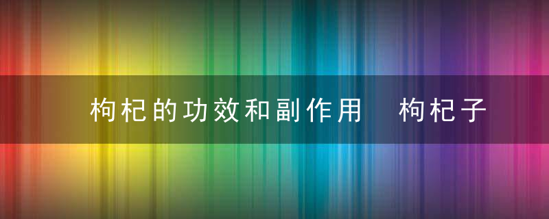 枸杞的功效和副作用 枸杞子吃不对有哪些危害